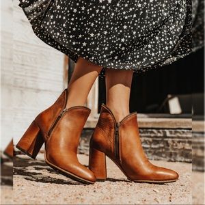 Freebird Boot Ankle Pebble Leather Jalessa Brown Pointed Zipper Block Heeled